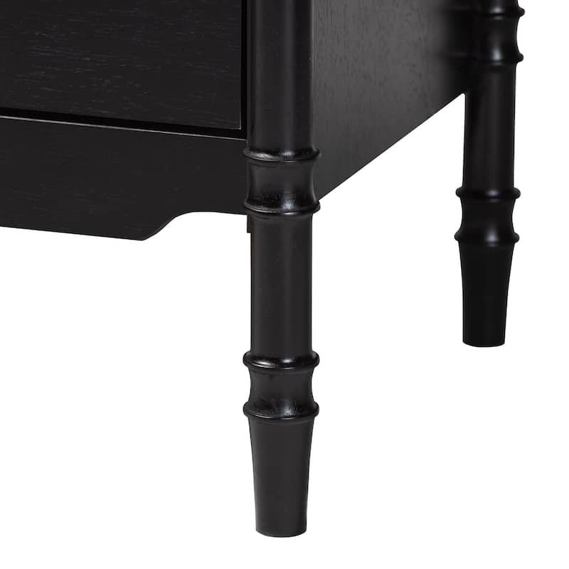 Marisela Black Wood Chest of Drawers with Gold Handles - 4-Drawer Dresser with Bamboo-Inspired Legs, Modern Transitional Accent
