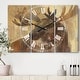 preview thumbnail 1 of 4, Designart 'Into the Wild Gold Moose' Cottage 3 Panels Large Wall CLock - 36 in. wide x 28 in. high - 3 panels