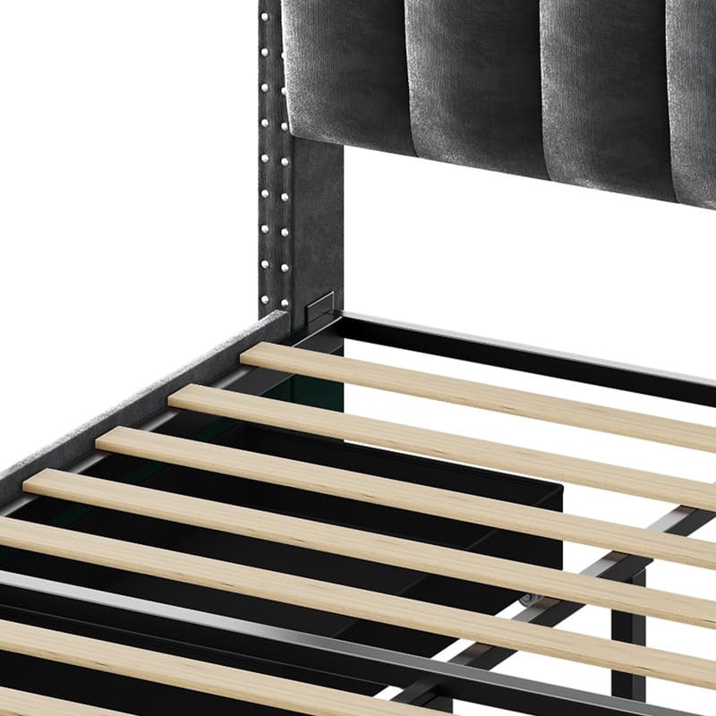 Full / Queen / King Size Platform Bed Frame with Upholstered Storage Headboard and 4 Drawers