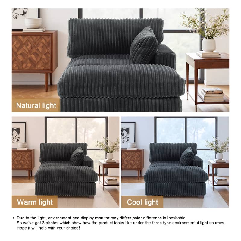 Modren Plush Upholstered Coner Chair and Ottoman Set
