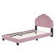 preview thumbnail 5 of 8, Twin Size Pink Velvet Upholstered Platform Bed with Shell Shaped Headboard, Wooden Bed Frame for Girls-No Box Spring Needed