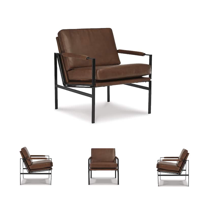 Signature Design by Ashley Puckman Mid Century Modern Leather Accent Chair - 29" W x 31.5" D x 34.25" H