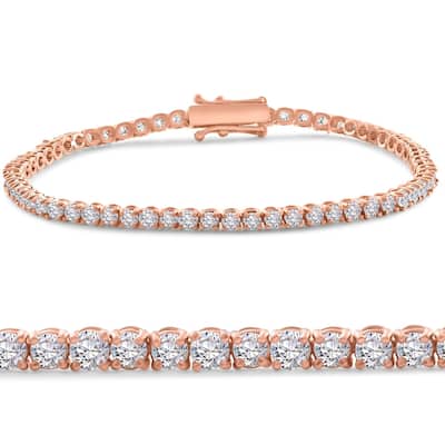 4 Ct Diamond Tennis Bracelet White, Yellow, or Rose Gold Lab Grown 7"
