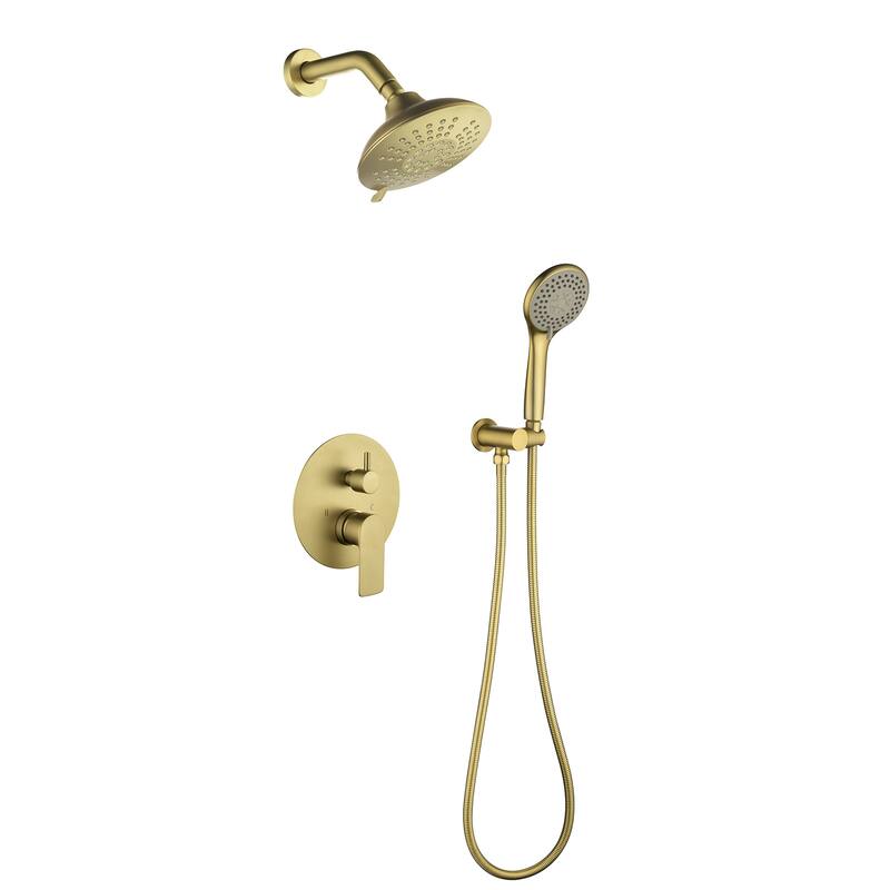 Solid Brass Pressure Balanced Bathroom Shower Faucet Set with 5-Function Rain Shower Head