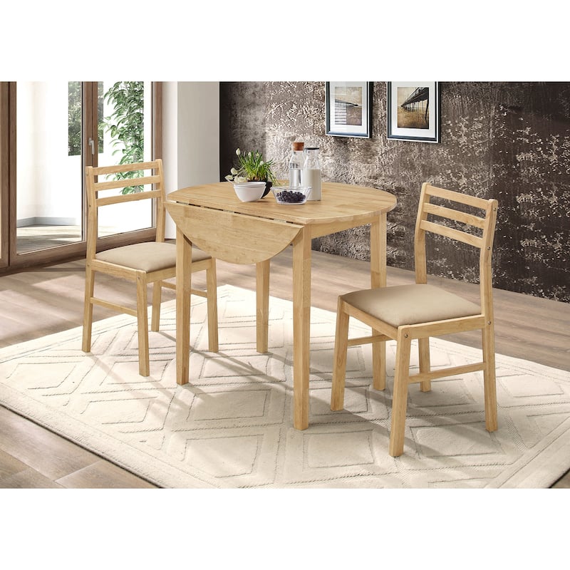 Bucknell 3-piece Round Drop Leaf Dining Table Set