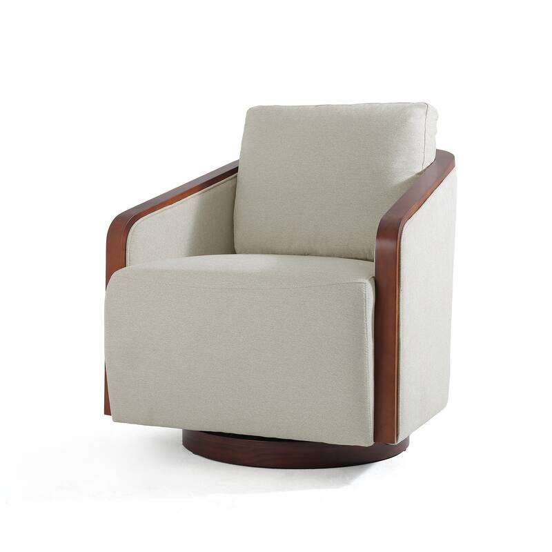 Chenille Modern 360°Swivel Barrel Chair Round Base