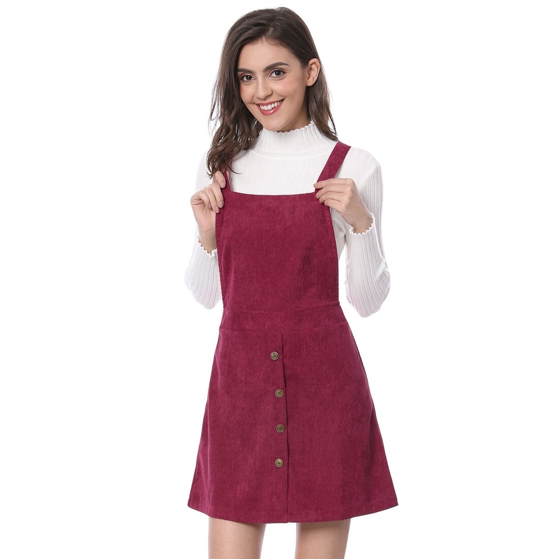 maroon overall skirt