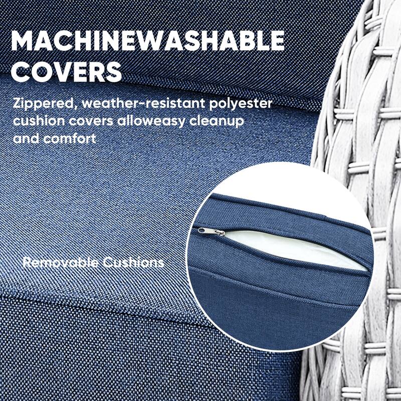 Outdoor Loveseat Sofa with Table Grey- Blue - Light Grey