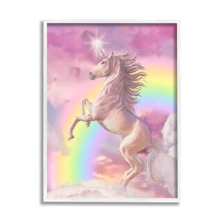 Stupell Industries Pink Florals Purple Unicorn Mythical Animal