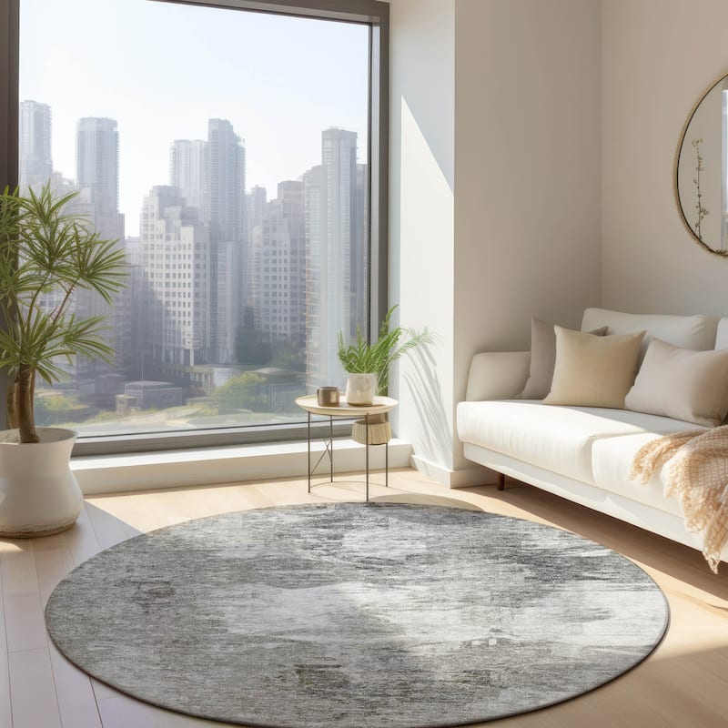 Machine Washable Indoor/ Outdoor Chantille Modern Ombre Rug - Beige - 8' x 8'