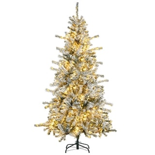 6ft Prelit Artificial Christmas Tree with Snow Flocked Branches ...