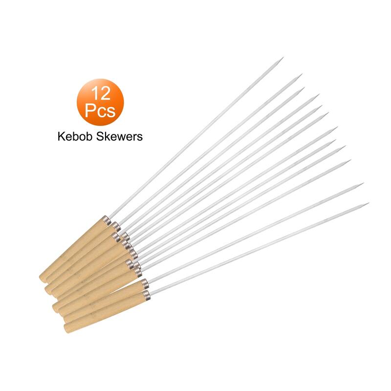 12pcs Kebob Skewers 35cmx3.5mmx1mm Wood Handle Flat Sticks
