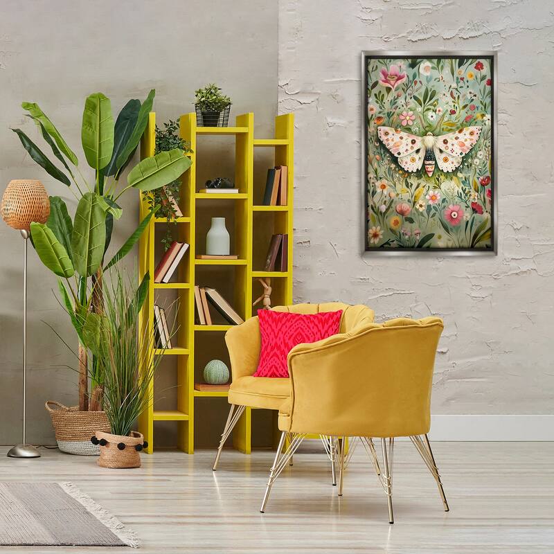 Stupell Floral Moth & Botanicals Framed Floater Canvas Wall Art Design By The Dutch Lady