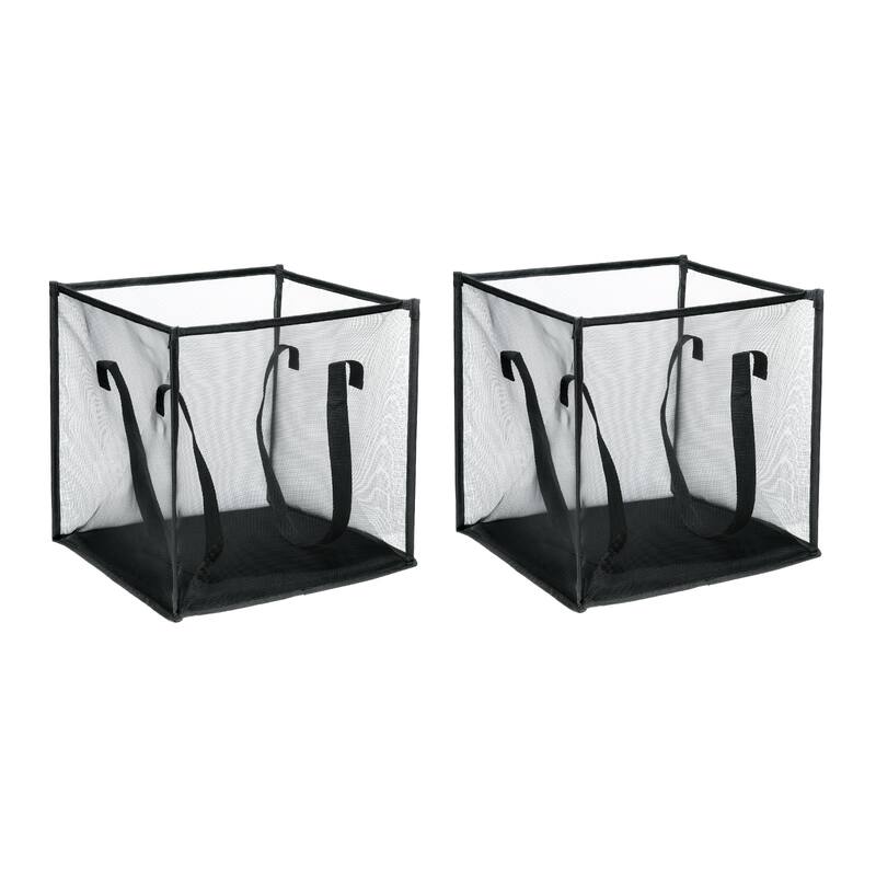 2pcs Collapsible Laundry Basket Foldable Mesh Hamper with Handles, Black - 33*33*33cm