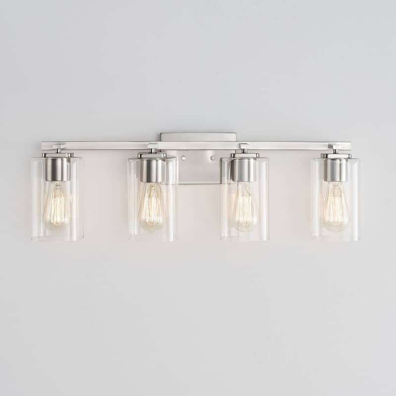 KAWOTI 29.1in 4-light Square Glass Shades Bathroom Vanity Light