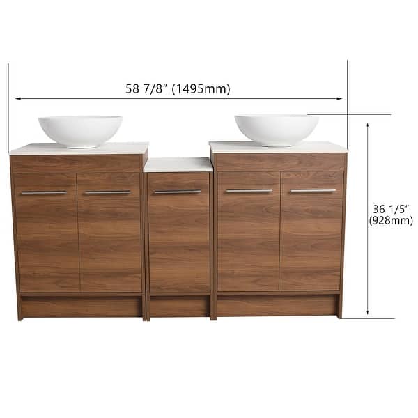 dimension image slide 12 of 16, ARTCHIRLY 24/36/48/60 Inch Bathroom Vanity with Sink, Freestanding Bathroom Vanity with Soft Close Door and Shelf