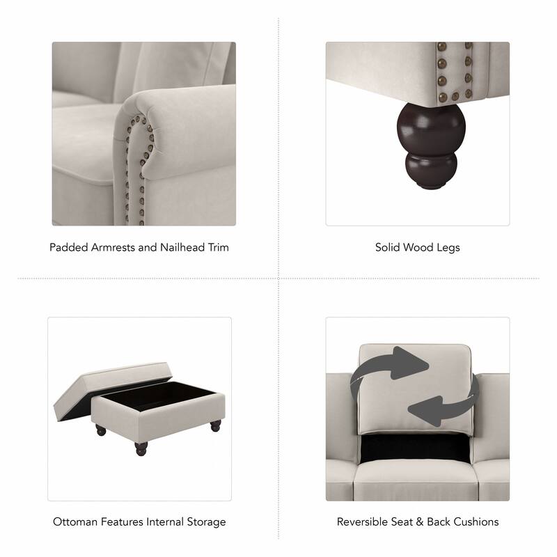 Bush Furniture Coventry Living Room Accent Chair with Ottoman Set