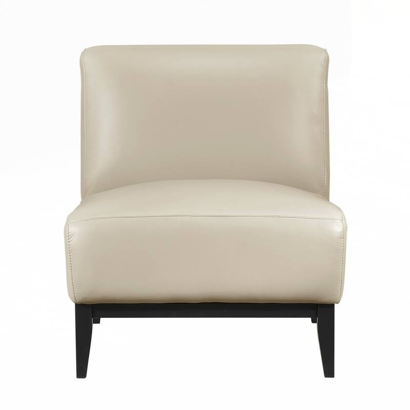 Upholstered Accent Chair Cushion Seat Back with Solid Wood Leg - Beige