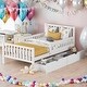preview thumbnail 1 of 22, Twin Size Wood Platform Bed with Guardrails on Both Sides and Two Storage Drawers White