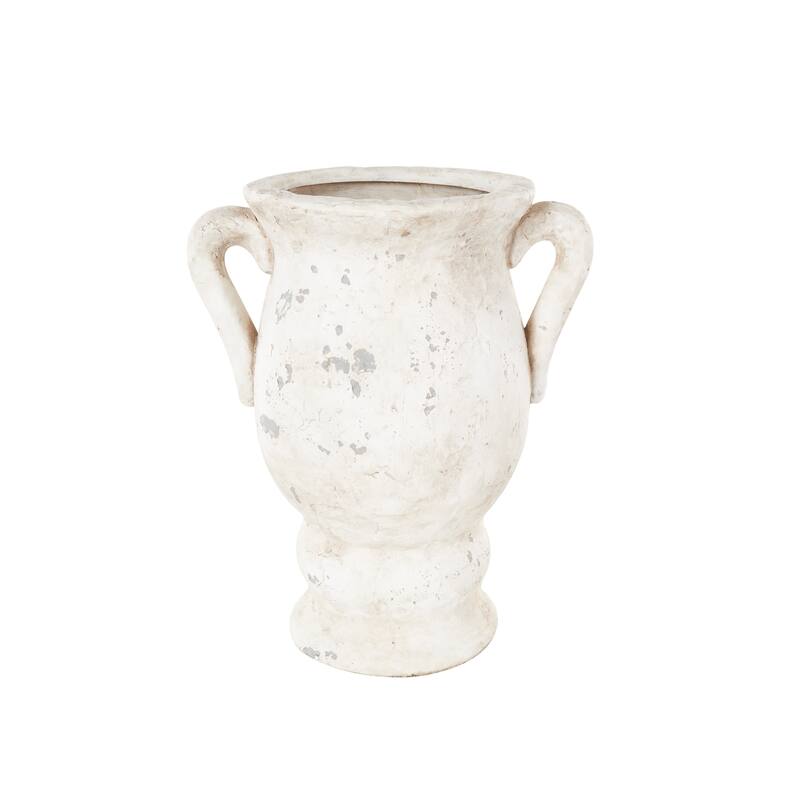 Ceramic Antique Style Distressed Decorative Vase with Handles - Cream or Pink - Roche River Decor - Cream