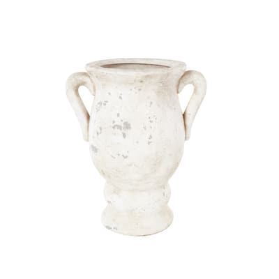 Ceramic Antique Style Distressed Decorative Vase with Handles - Cream or Pink - Roche River Decor