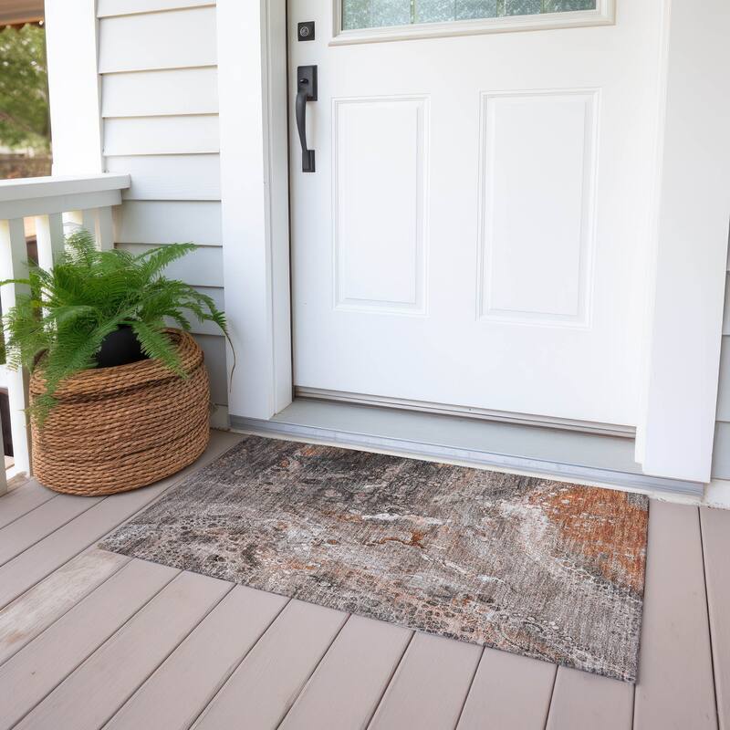 Machine Washable Indoor/ Outdoor Chantille Modern Abstract Rug