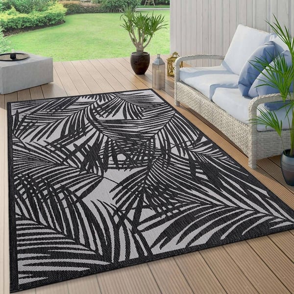 World Rug Gallery Contemporary Palm Leaf Textured Flat Weave Indoor ...