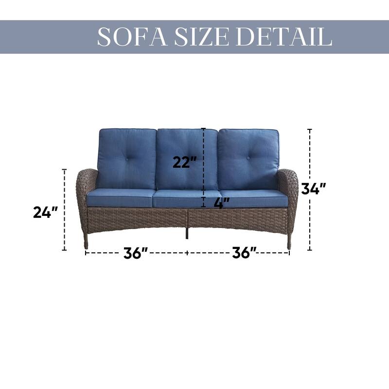 7-Piece Patio Sofa Wicker Swivel Rocking Chair Set