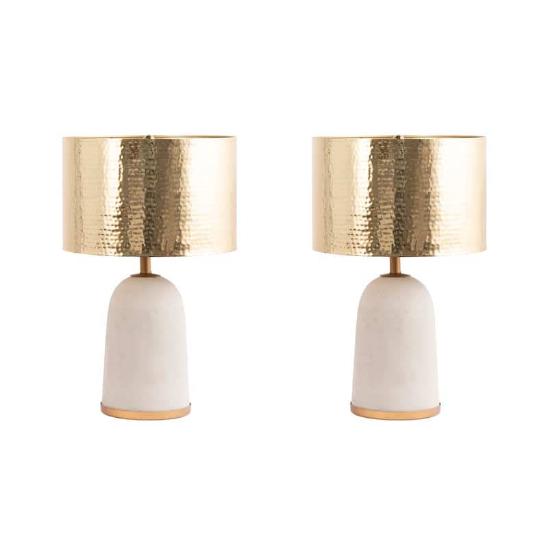 Nuloom 25'' Natalie Concrete & Iron Aluminium Shade Table Lamp - 14"W x 14"D x 25"H
