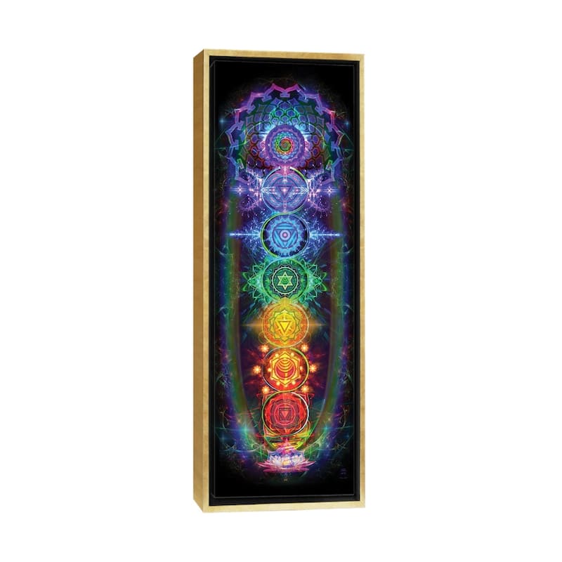 iCanvas "Chakras" by Jumbie Framed Canvas Print - 48x16 - Gold