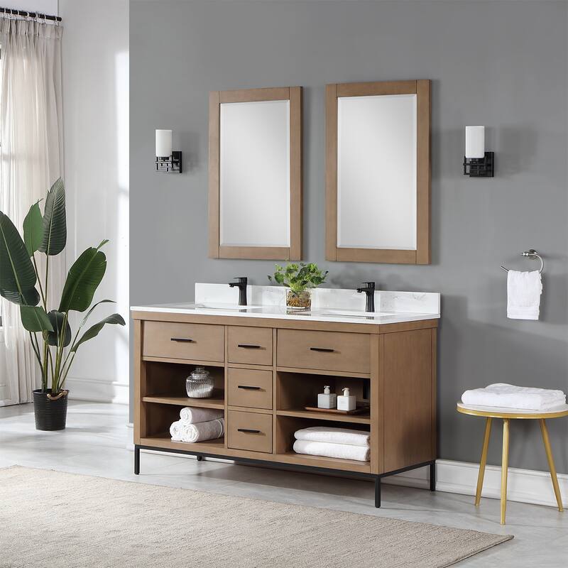 Altair Kesia Bathroom Vanity with Composite Stone Countertop with Mirror