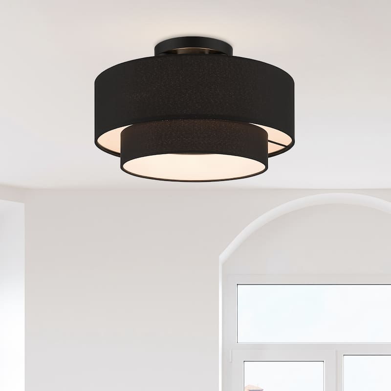 Livex Lighting 50272 Bainbridge 3 Light 15" Wide Semi-Flush Drum