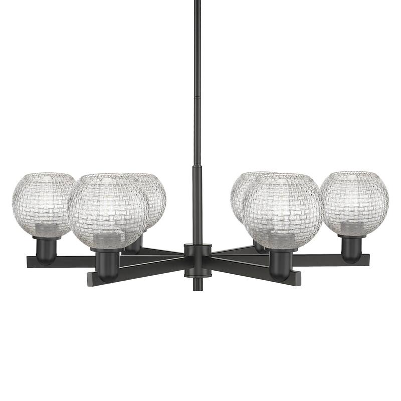 Innovations Lighting 716-6CR-11-36 Athens Chandelier Athens 6 Light - Matte Black / Clear Basketweave