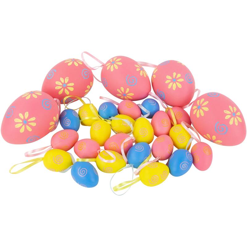 29ct Spring Easter Egg Ornaments - 3.25" - Pink/Blue/Yellow