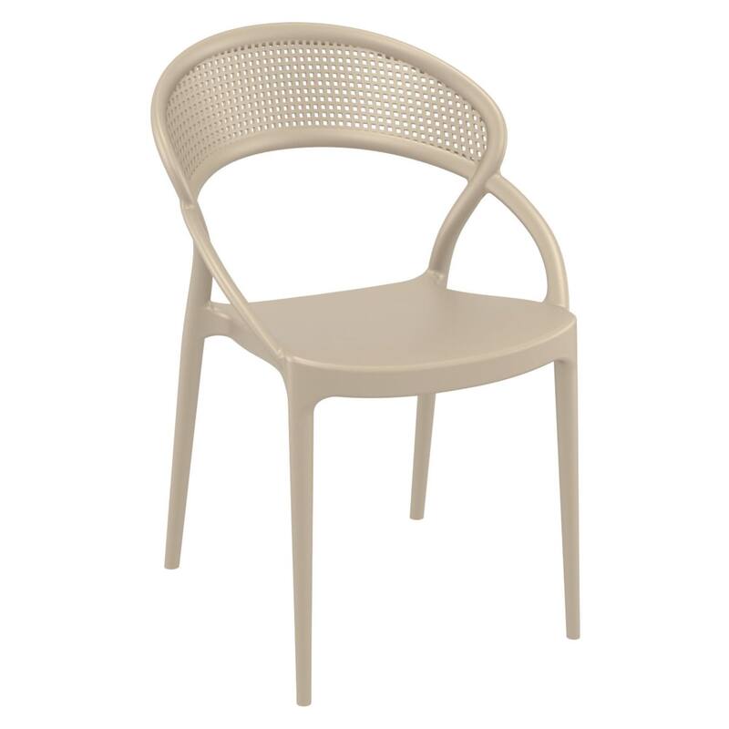 32.25" Taupe Mesh Outdoor Patio Round Dining Chair