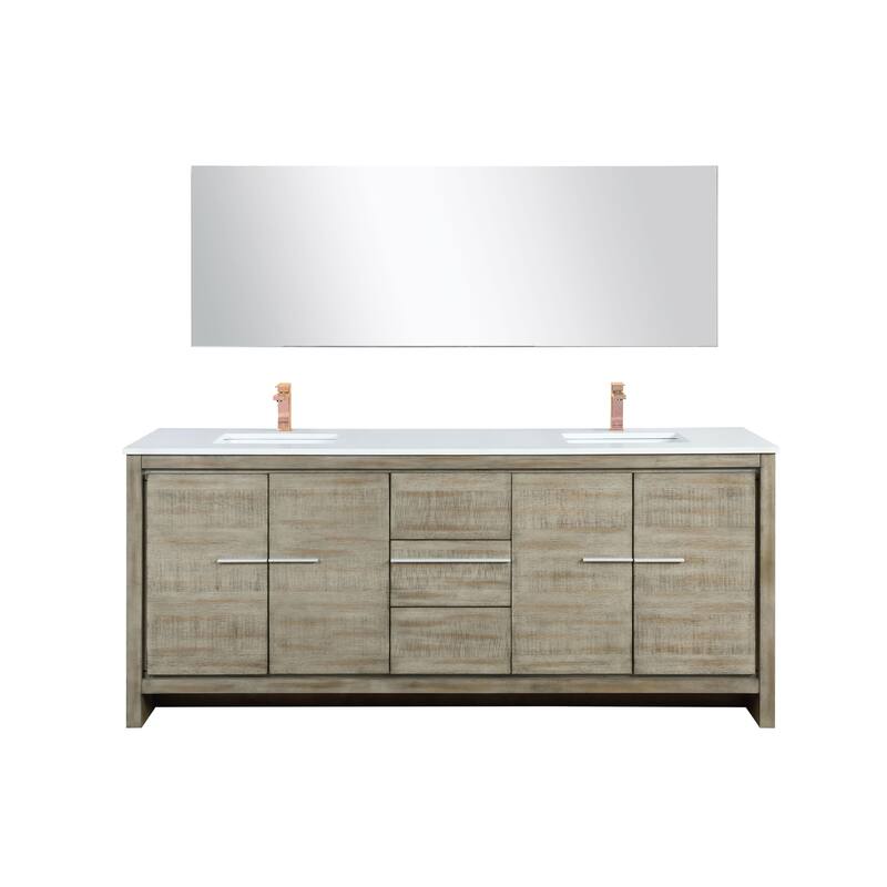 Lafarre Bath Vanity with Cultured Marble Top, Sink, Mirror and Rose Gold Faucet