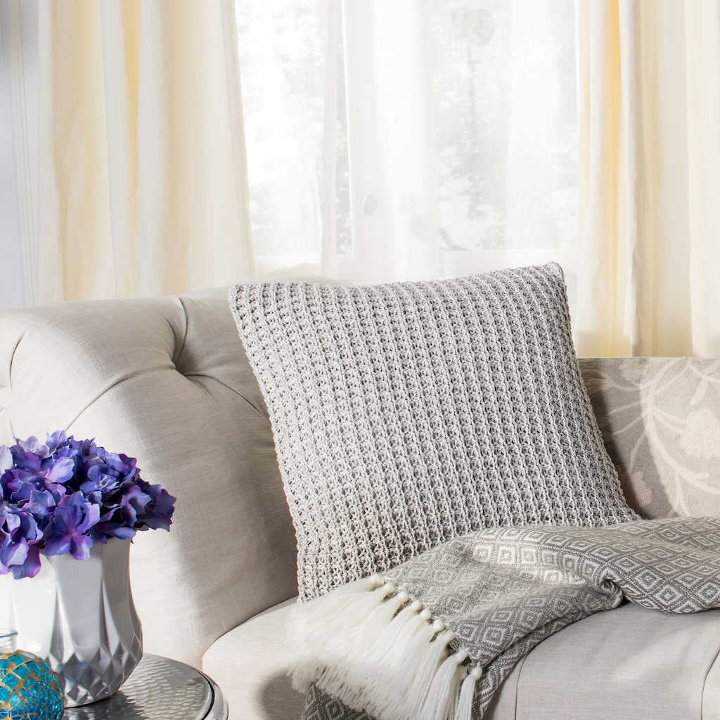 SAFAVIEH Haven Knit Cotton Grey 20-inch Decorative Pillow