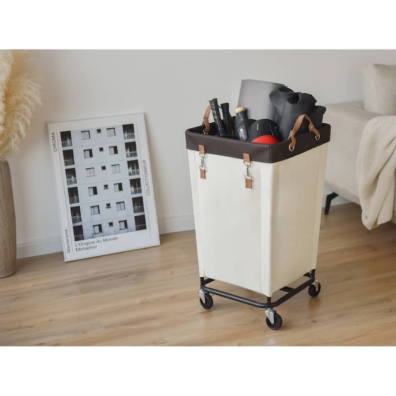 Large Laundry Hamper with Wheels, 160L Canvas Laundry Basket for Hotel, Home, Closet, Dorm