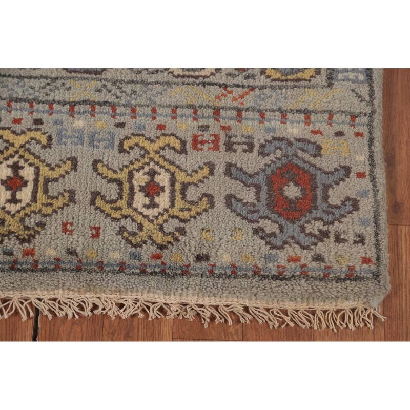 Tribal Geometric Khotan Runner Rug Handmade Oriental Wool Carpet - 2'5"x 9'11"