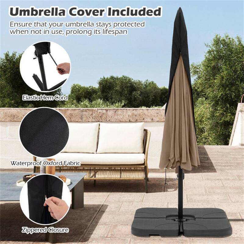 10ft Patio Cantilever Umbrella with Crank Handle and Adjustable Tilt Protective Cover Included