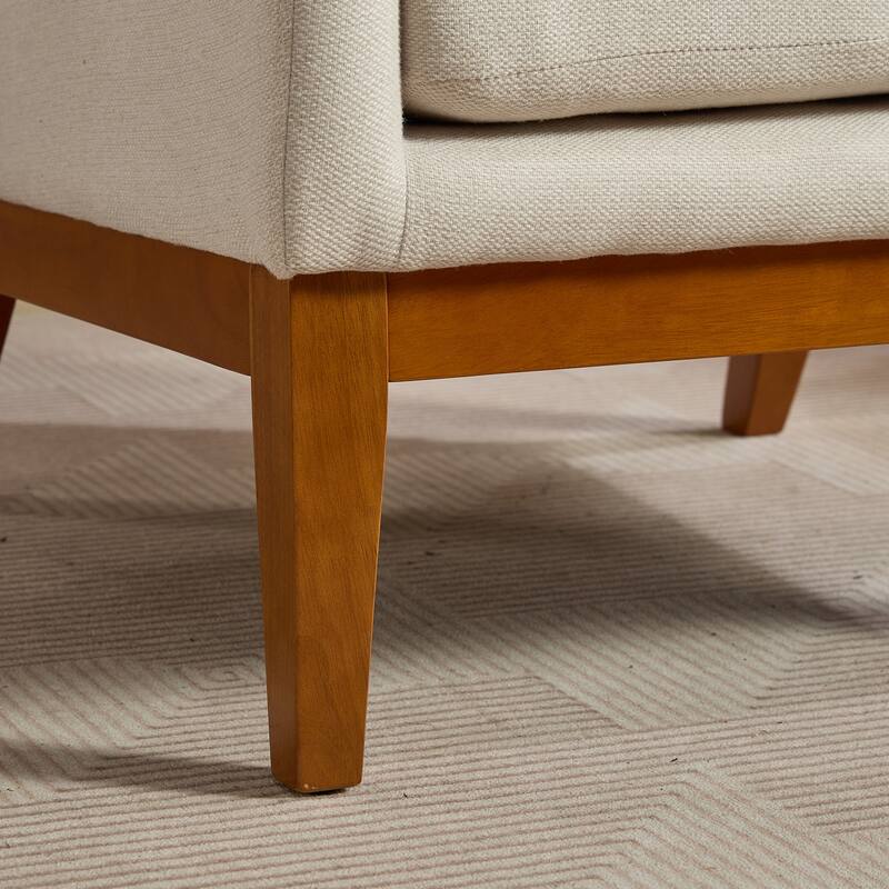 Modern High Back Accent Chair for Living Room, Upholstered Reading Armchair with Wood Legs, Single Club Chair Sofa for Lounge
