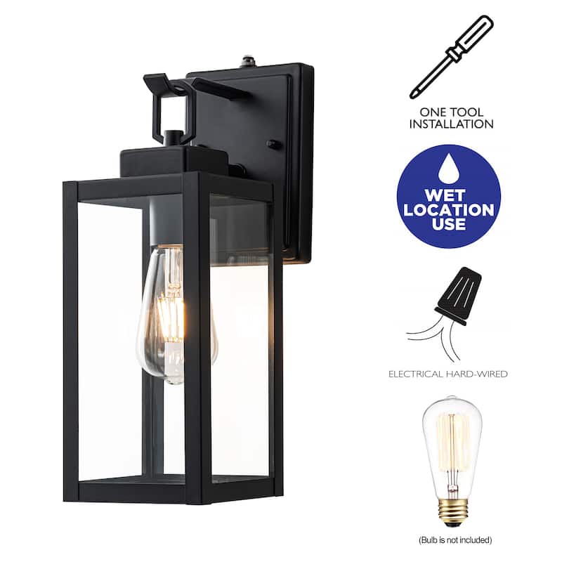C Cattleya 1-Light Matte Black Dusk to Dawn Outdoor Wall Lantern Sconce