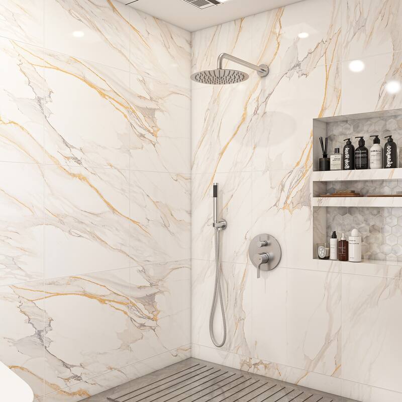 2-Spray 10-in Wall Mounted Fixed and Handheld Shower Head Set