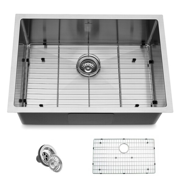 Handmade 27" Undermount Single Bowl Stainless Steel Kitchen Sink - 27"x19"x10". Opens flyout.