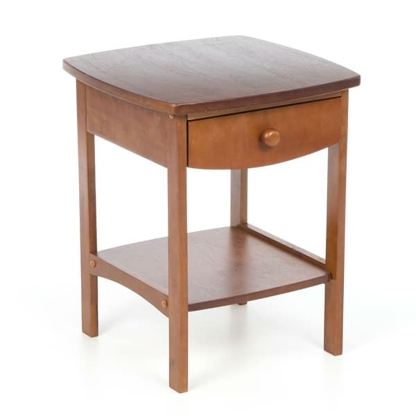 Walnut Wood Finish 1 Drawer Bedroom Nightstand Bedside Table Pictured On Sale Overstock 30668212