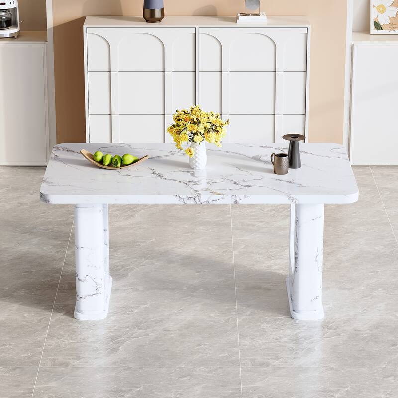 Modern Dining Table Accent Table with Two U-shaped Legs Computer Table Office Table for Dining Room