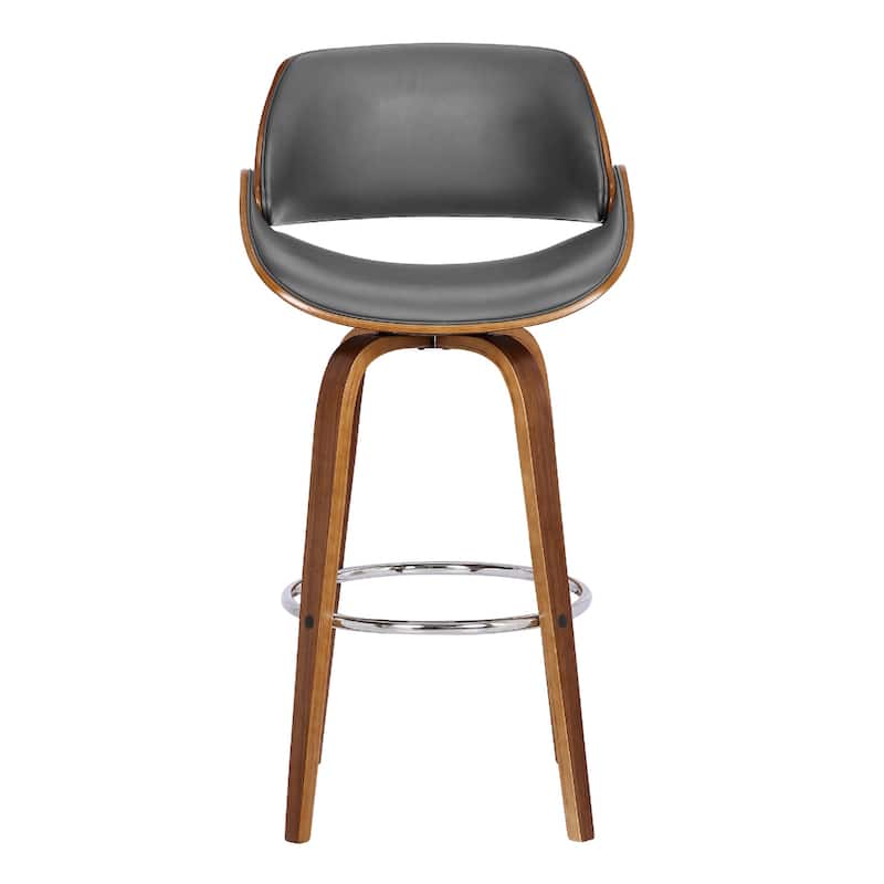Faux Leather Swivel Counter Height Chair with Black Iron Frame and Footrest - 19.5” x 20.5” x 37.5” (D x W x H)