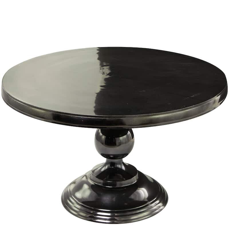 Black Aluminum Coffee Table with Pedestal Base