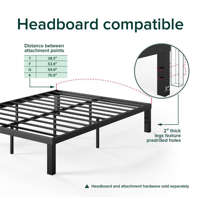 Priage by Zinus Quick Lock 16 Inch Metal Platform Bed Frame