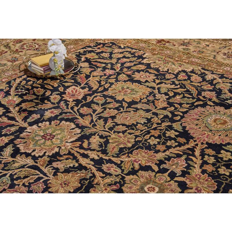 EXQUISITE RUGS ONE-OF-A-KIND Antique Weave Moghul Hand Knotted Black Rug - 15'1"x20'